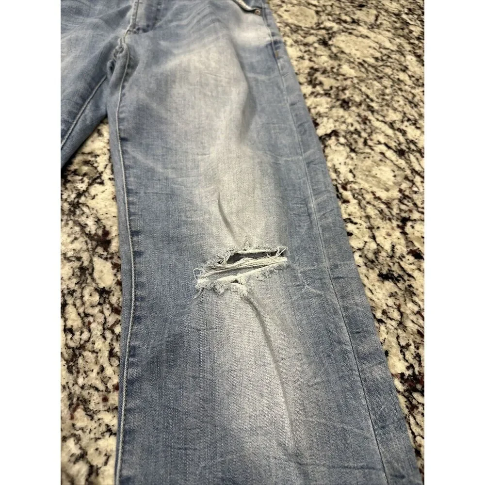 American Eagle Men's Size 30x34 Blue Jeans Slim Straight Extreme Flex Distressed